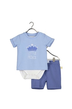Blue Seven, Set de body tip tricou si pantaloni scurti, Albastru/Alb Blue Seven, Set de body tip tricou si pantaloni scurti, Albastru/Alb