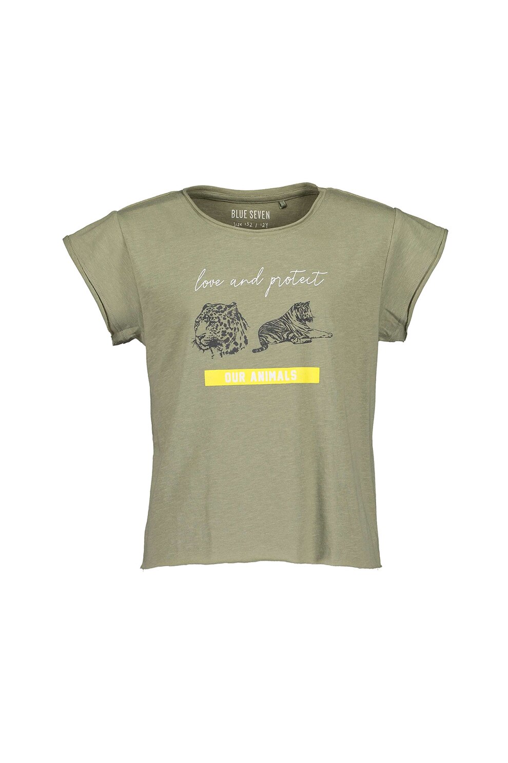 Blue Seven, Tricou cu animale, Verde militar/Negru/Galben