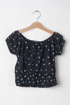 Blue Seven, Tricou cu insertie elastica, Bleumarin/Alb, 152 CM Blue Seven, Tricou cu insertie elastica, Bleumarin/Alb, 152 CM
