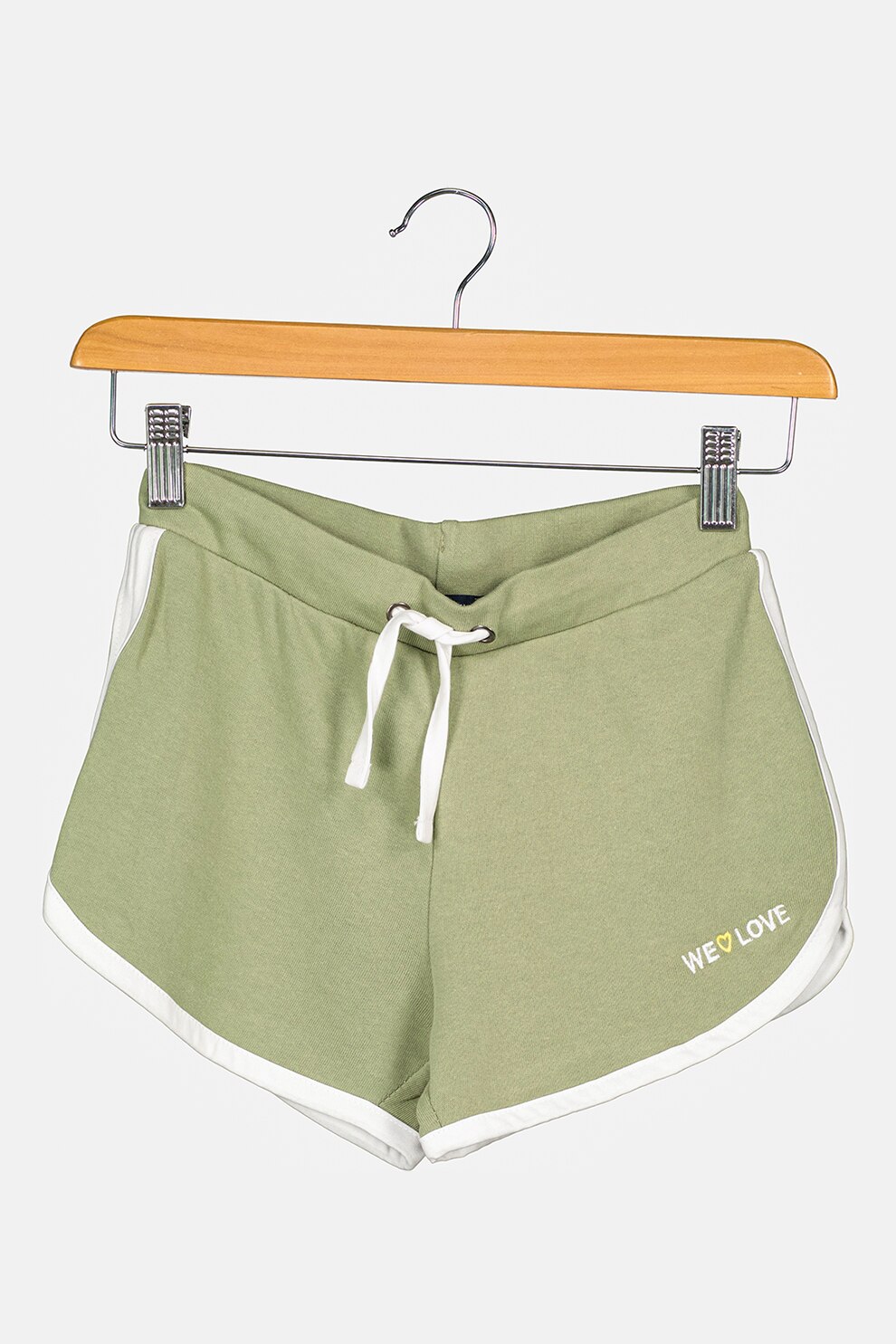 Blue Seven, Pantaloni scurti de bumbac organic, Verde sparanghel/Alb