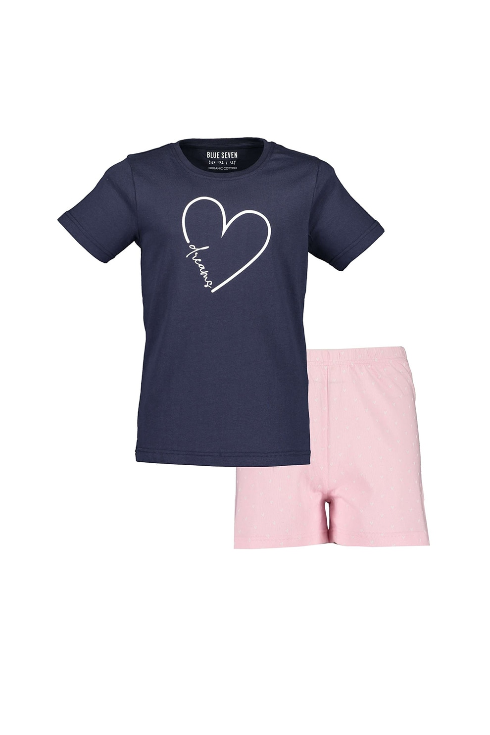 Blue Seven, Set de tricou si pantaloni scurti, Bleumarin/Roz/Alb