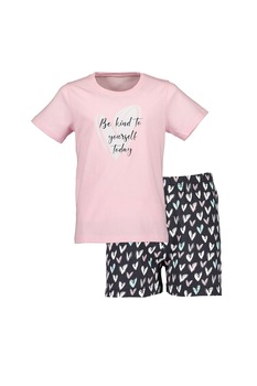 Blue Seven, Set de tricou si pantaloni scurti cu talie inalta, Roz/Alb/Bleumarin Blue Seven, Set de tricou si pantaloni scurti cu talie inalta, Roz/Alb/Bleumarin