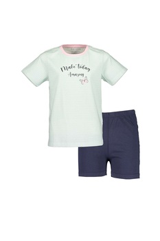 Blue Seven, Set de tricou in dungi si pantaloni scurti, Verde pal/Alb/Bleumarin Blue Seven, Set de tricou in dungi si pantaloni scurti, Verde pal/Alb/Bleumarin