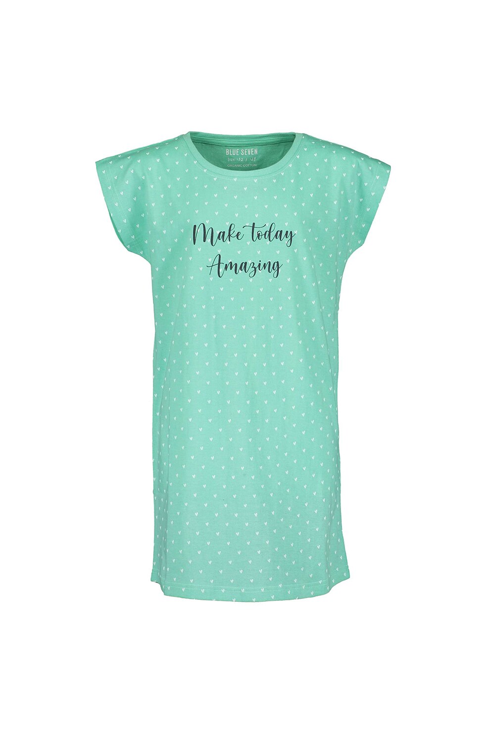 Blue Seven, Rochie cu buline si text, Verde/Alb