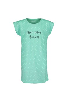 Blue Seven, Rochie cu buline si text, Verde/Alb Blue Seven, Rochie cu buline si text, Verde/Alb