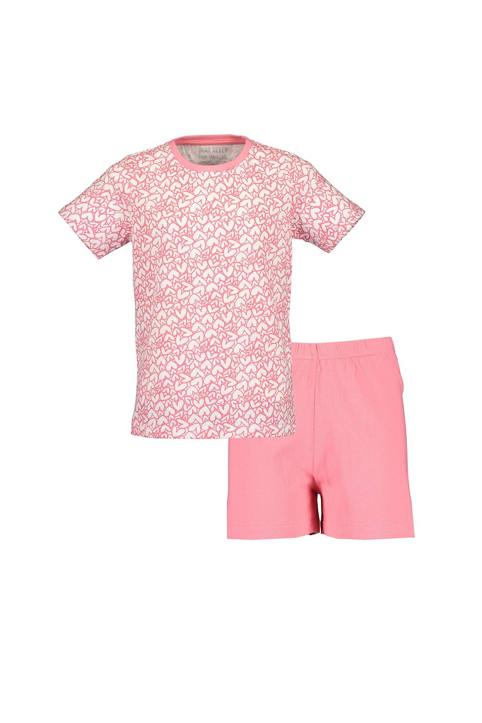 Blue Seven, Pijama scurta cu imprimeu text, Roz/Alb