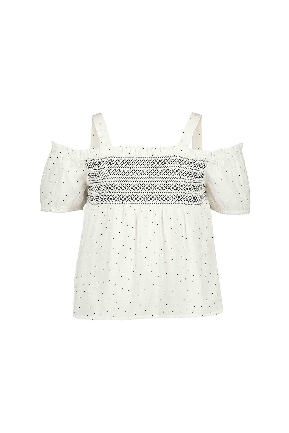 Blue Seven, Bluza cu umeri decupati, Alb prafuit/Gri