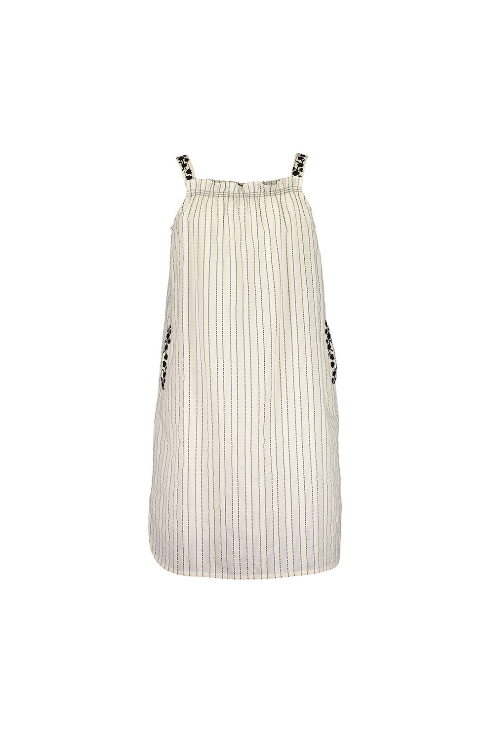 Blue Seven, Rochie dreapta in dungi, Crem/Negru, 176 CM