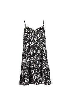 Blue Seven, Rochie evazata cu imprimeu floral, Negru/Alb/Oranj pal Blue Seven, Rochie evazata cu imprimeu floral, Negru/Alb/Oranj pal