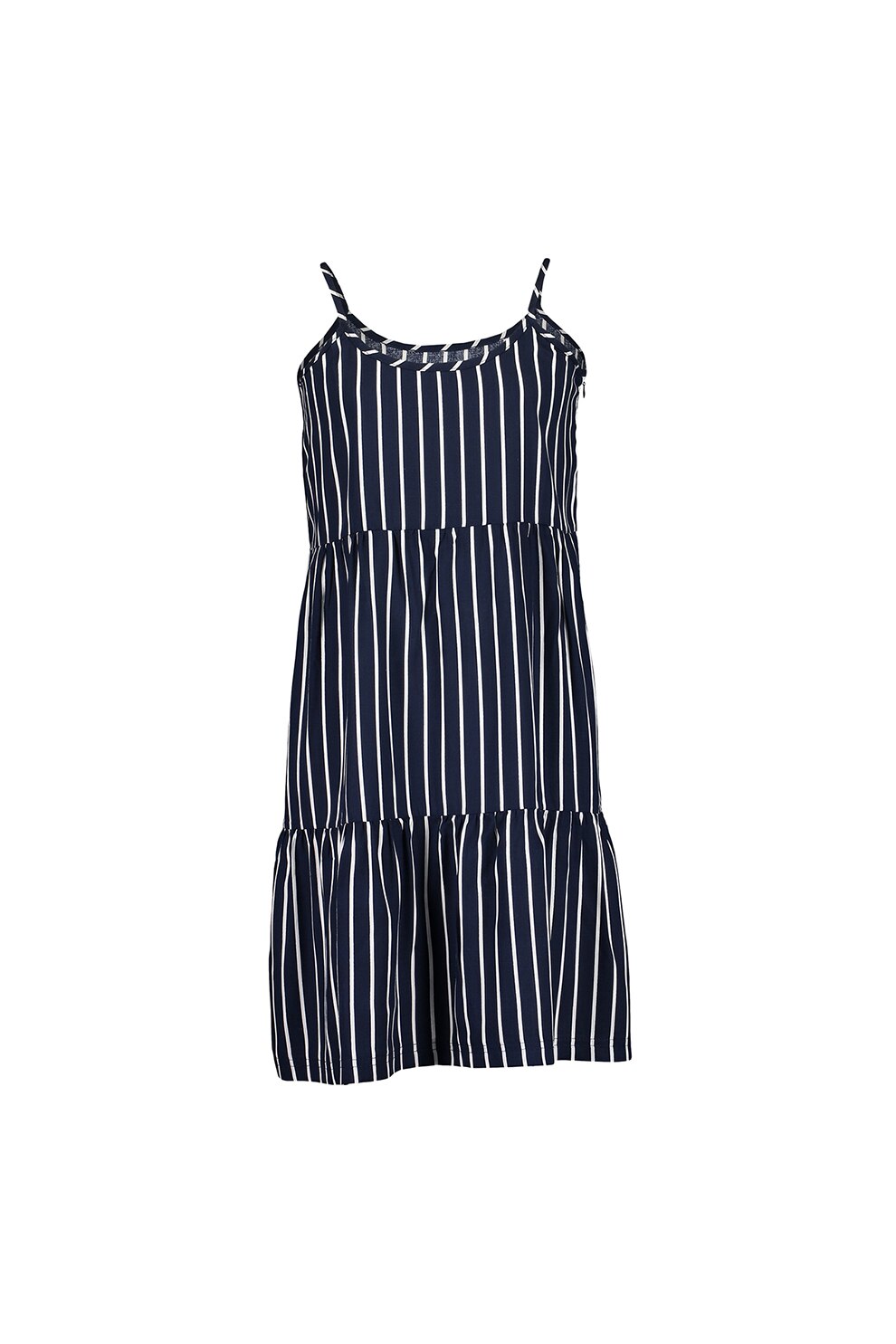 Blue Seven, Rochie in dungi cu bretele inguste, bleumarin inchis, alb