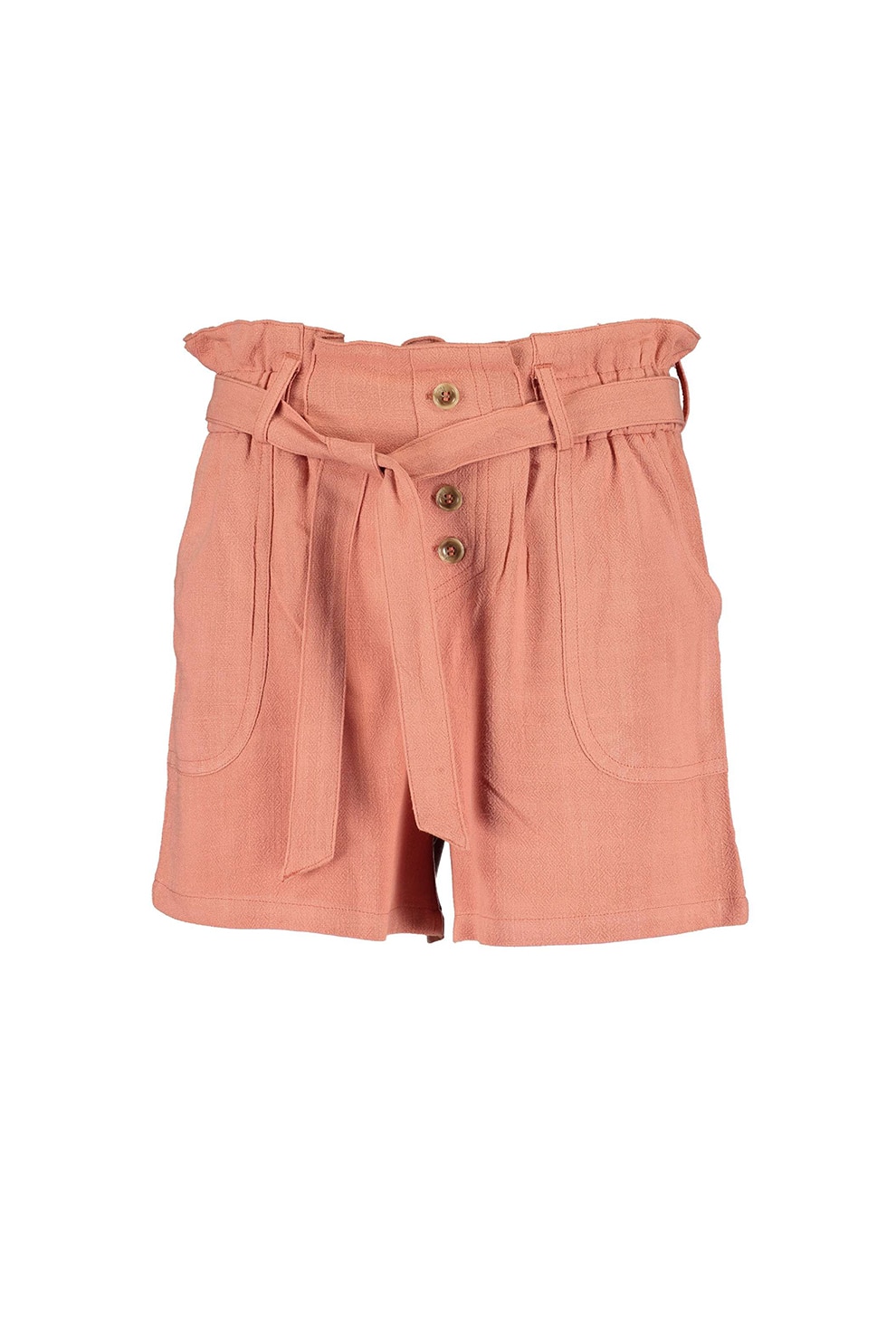 Blue Seven, Pantaloni scurti cu talie inalta, din amestec de in, Oranj