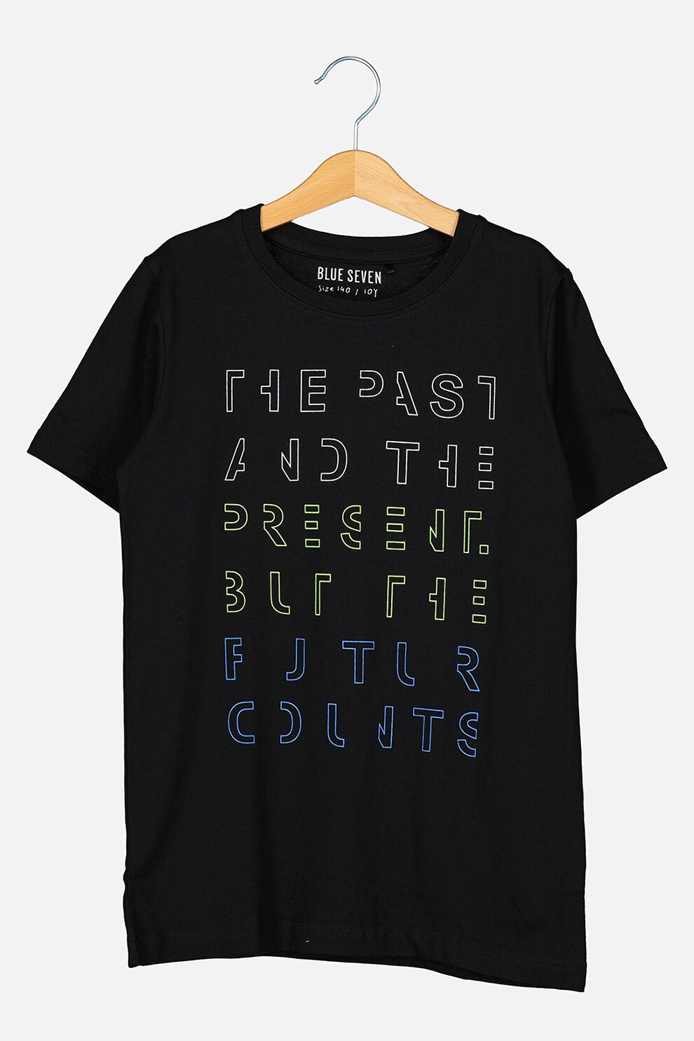 Set 2 tricouri cu imprimeu, Blue Seven, Negru/Verde, Negru/Verde neon