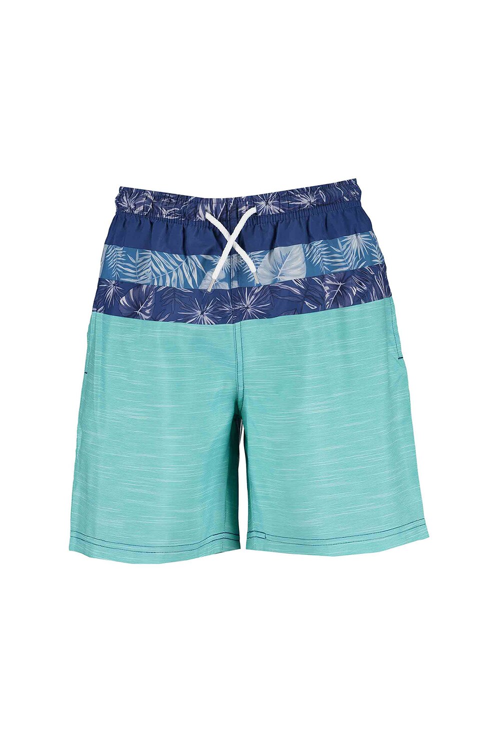 Blue Seven, Bermude de baie cu model tropical, Verde menta/Alb/Bleumarin, 140 CM