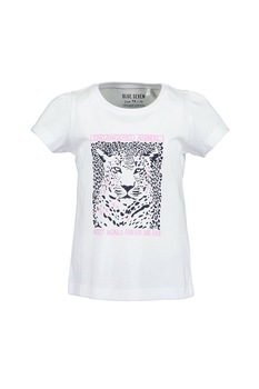 Blue Seven, Tricou cu decolteu la baza gatului si imprimeu grafic, Alb/Negru/Roz Blue Seven, Tricou cu decolteu la baza gatului si imprimeu grafic, Alb/Negru/Roz