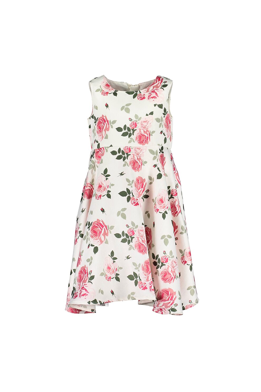 Blue Seven, Rochie evazata cu imprimeu floral, Alb/Roz/Verde, 98 CM