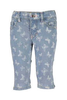 Blue Seven, Pantaloni scurti de denim cu fluturi, Bleu/Alb Blue Seven, Pantaloni scurti de denim cu fluturi, Bleu/Alb