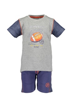 Blue Seven, Set 2 piese cu tricou si pantaloni scurti, baieti, cu imprimeu grafic, Bleumarin/Gri melange, 92 CM Blue Seven, Set 2 piese cu tricou si pantaloni scurti, baieti, cu imprimeu grafic, Bleumarin/Gri melange, 92 CM