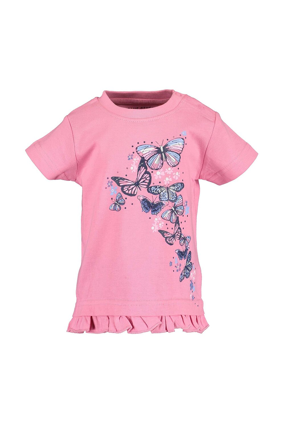 Blue Seven, Tricou cu fluturi si volane, Roz/Bleumarin