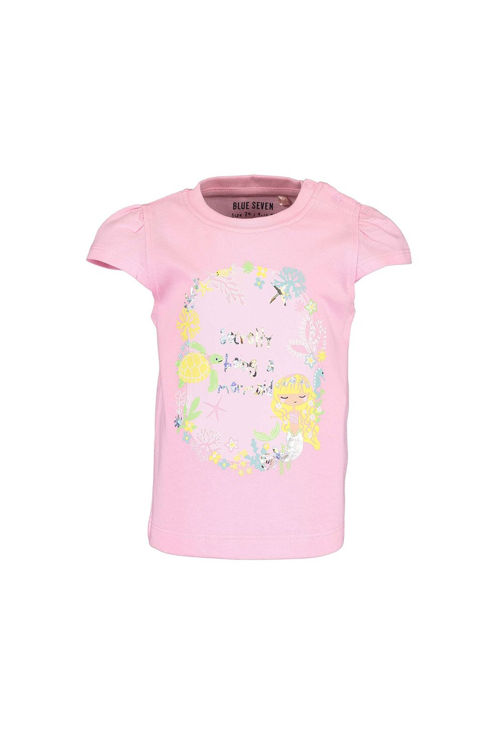 Blue Seven, Tricou cu imprimeu grafic, Roz pal/Galben/Verde