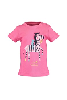 Blue Seven, Tricou cu decolteu la baza gatului si imprimeu grafic, Fucsia/Galben/Turcoaz Blue Seven, Tricou cu decolteu la baza gatului si imprimeu grafic, Fucsia/Galben/Turcoaz