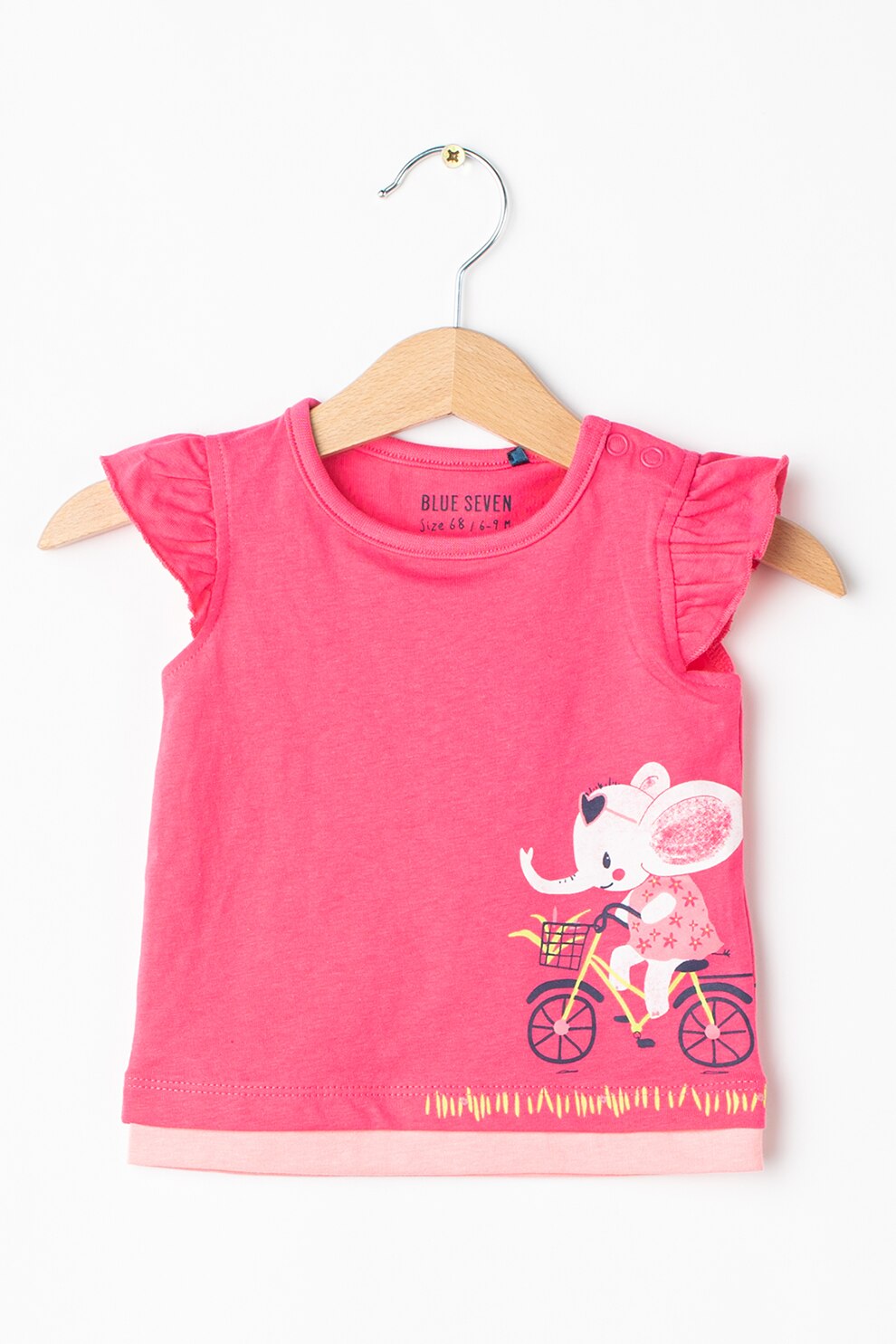 Blue Seven, Top cu imprimeu, Fucsia/Verde lime/Gri inchis