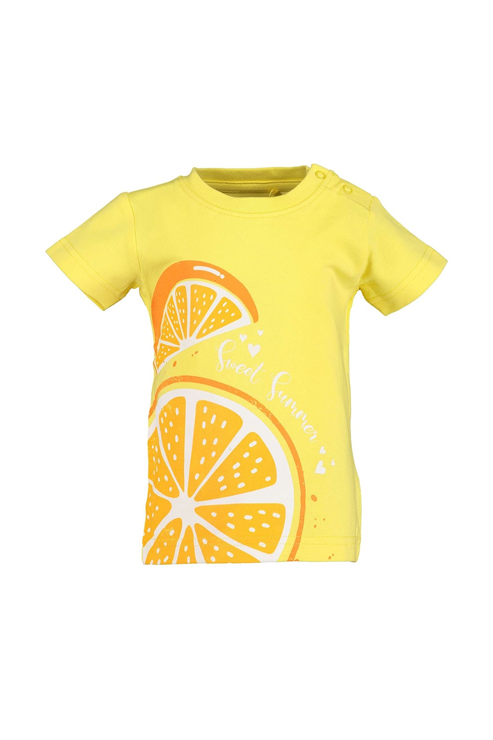 Blue Seven, Tricou cu decolteu la baza gatului si imprimeu grafic, Galben/Oranj
