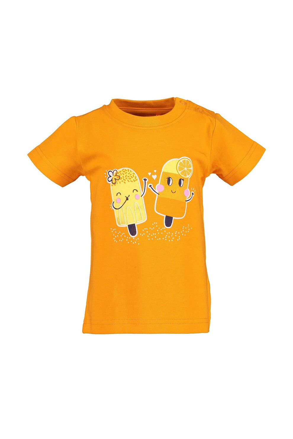Blue Seven, Tricou cu decolteu la baza gatului si imprimeu grafic, Oranj