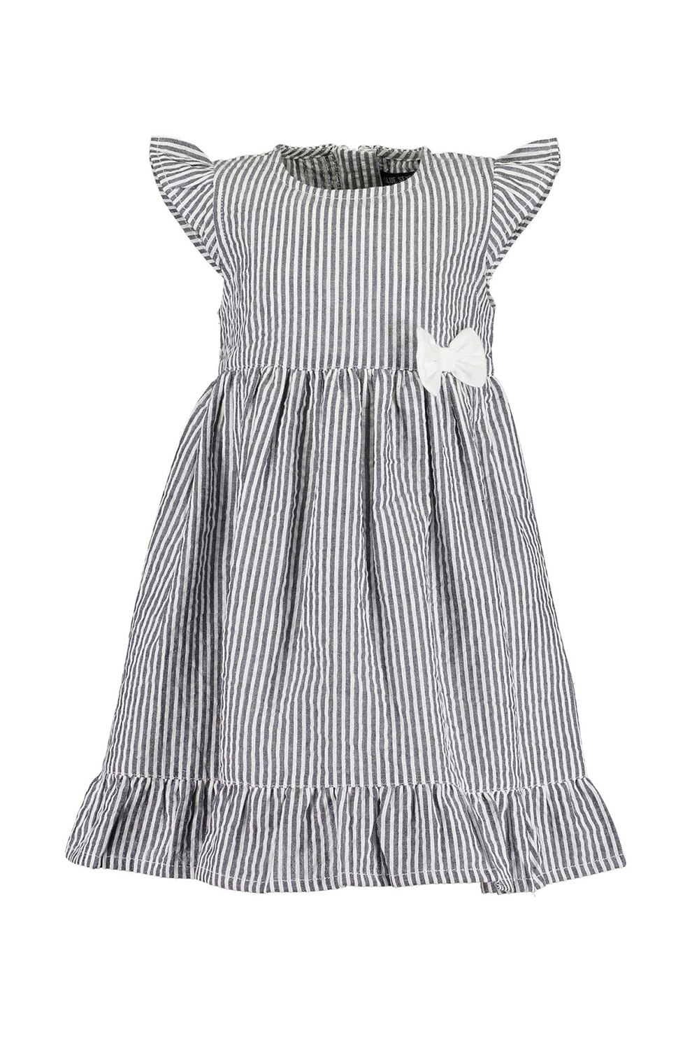 Blue Seven, Rochie evazata in dungi, Gri/Alb