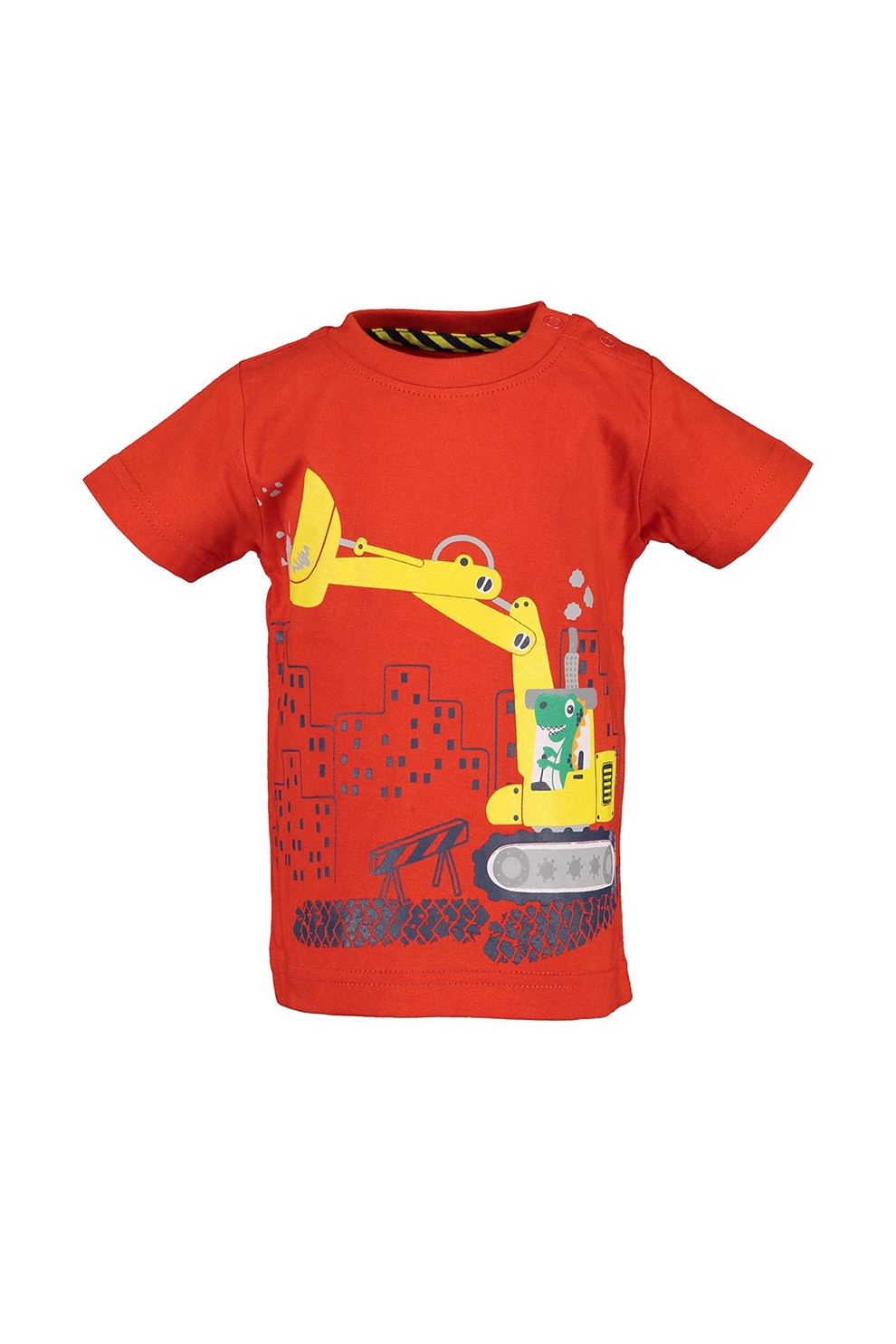 Blue Seven, Tricou de bumbac cu imprimeu grafic, Rosu vermillion/Galben, 68 CM