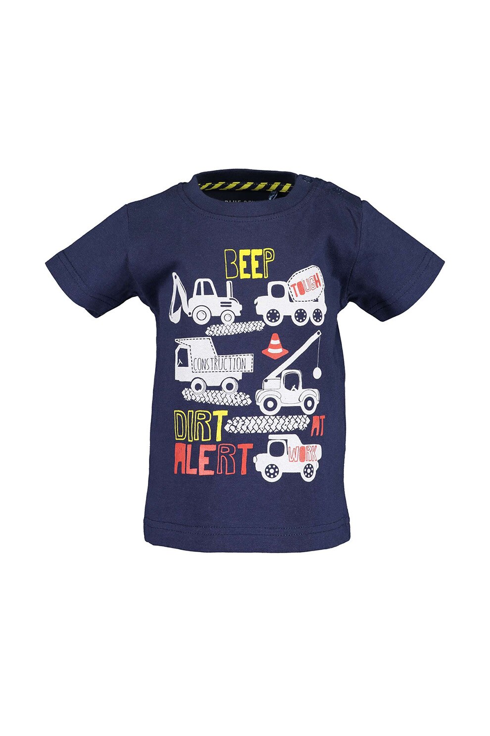 Blue Seven, Tricou de bumbac cu imprimeu grafic, Bleumarin/Alb/Galben, 68 CM