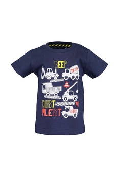 Blue Seven, Tricou de bumbac cu imprimeu grafic, Bleumarin/Alb/Galben, 68 CM Blue Seven, Tricou de bumbac cu imprimeu grafic, Bleumarin/Alb/Galben, 68 CM