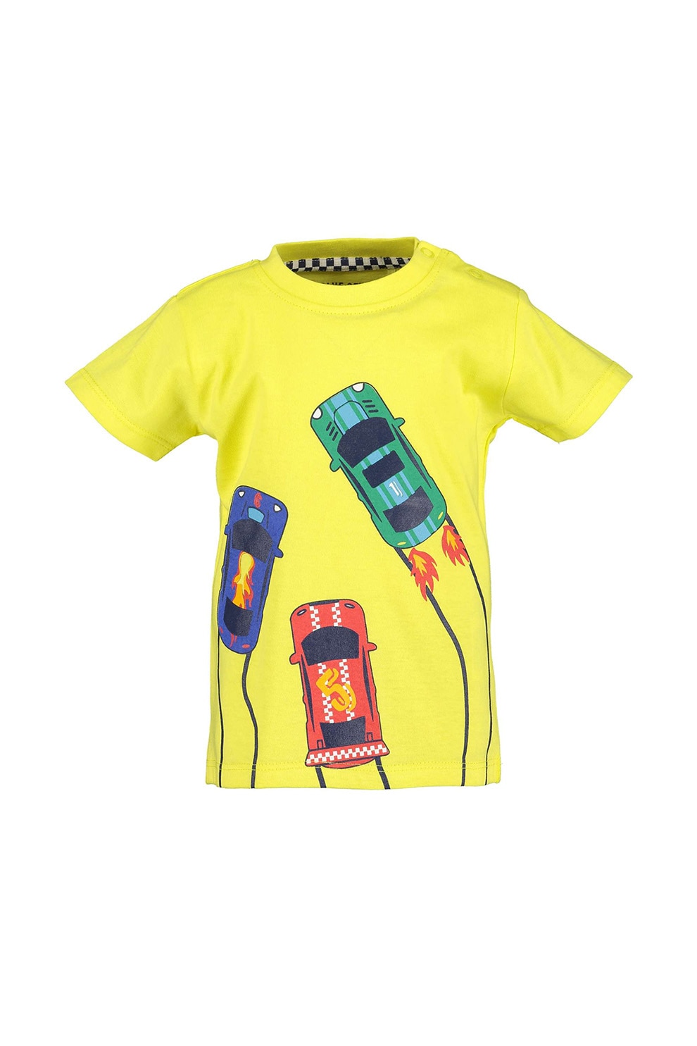 Blue Seven, Tricou de bumbac cu imprimeu Cars, Galben/Albastru/Verde