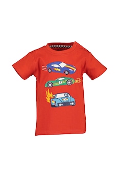 Blue Seven, Tricou de bumbac cu imprimeu Cars, Rosu vermilion/Albastru/Verde Blue Seven, Tricou de bumbac cu imprimeu Cars, Rosu vermilion/Albastru/Verde