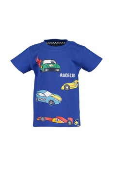 Blue Seven, Tricou de bumbac cu imprimeu Cars, Albastru royal/Verde/Galben Blue Seven, Tricou de bumbac cu imprimeu Cars, Albastru royal/Verde/Galben
