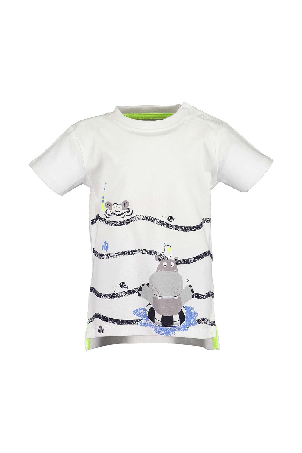 Blue Seven, Tricou cu imprimeu grafic, Alb/Negru/Albastru, 68 CM