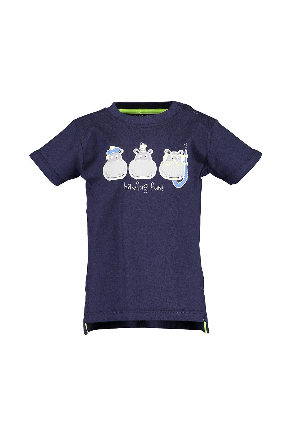 Blue Seven, Tricou cu imprimeu grafic, Bleumarin/ Gri, 68 CM