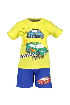 Blue Seven, Set de tricou si pantaloni scurti, 2 piese, baieti, cu imprimeu masini, Galben/Albastru/Verde, Galben/Albastru/Verde Blue Seven, Set de tricou si pantaloni scurti, 2 piese, baieti, cu imprimeu masini, Galben/Albastru/Verde, Galben/Albastru/Verde