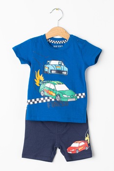 Blue Seven, Set de tricou cu imprimeu si pantaloni scurti, 2 piese, baieti, Albastru/Verde/Alb, Albastru/Verde/Alb Blue Seven, Set de tricou cu imprimeu si pantaloni scurti, 2 piese, baieti, Albastru/Verde/Alb, Albastru/Verde/Alb