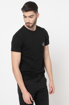 CALVIN KLEIN JEANS, Tricou de bumbac organic cu buzunar pe piept, Negru CALVIN KLEIN JEANS, Tricou de bumbac organic cu buzunar pe piept, Negru