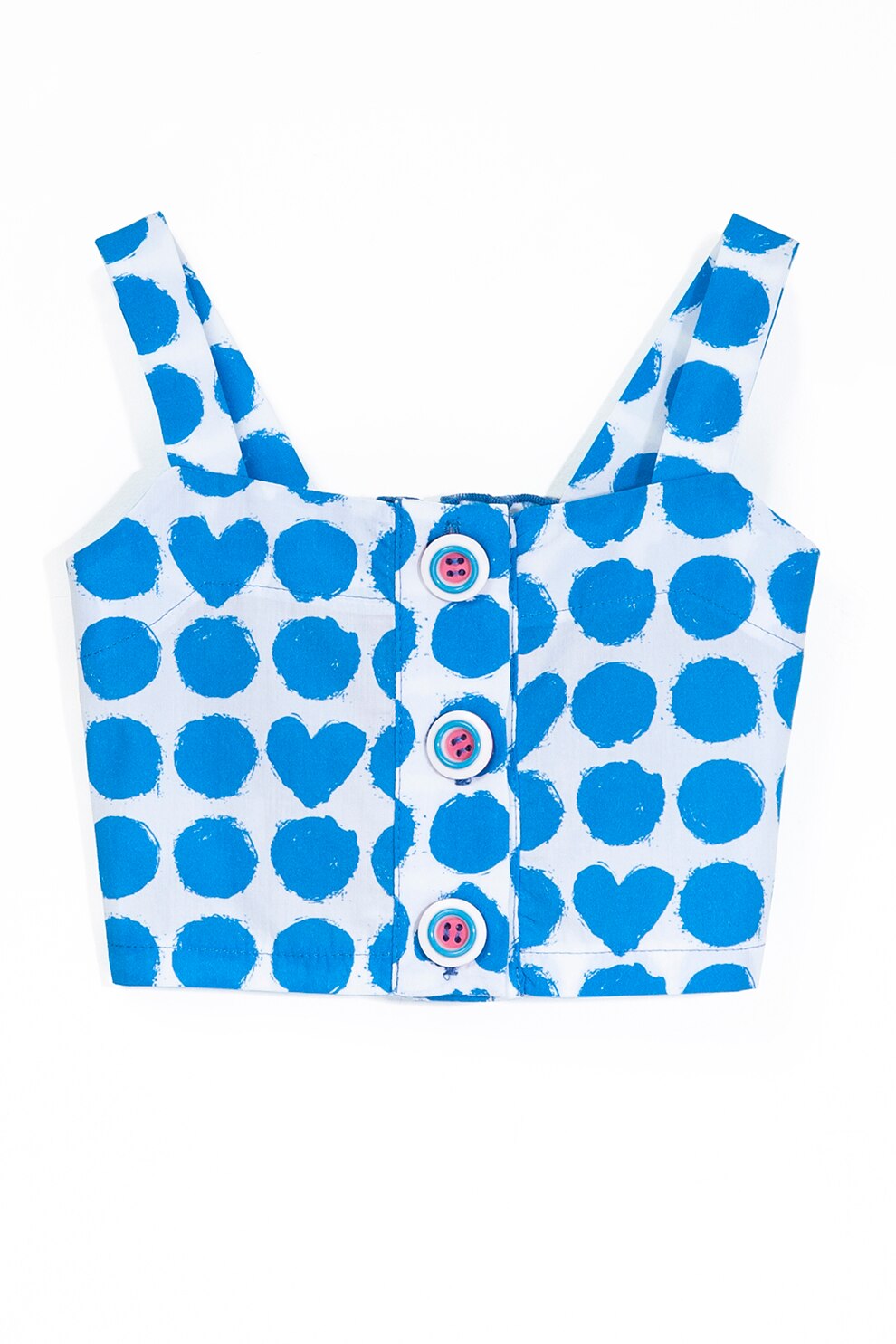 Agatha Ruiz de la Prada, Top crop cu imprimeu, Alb optic/Bleu