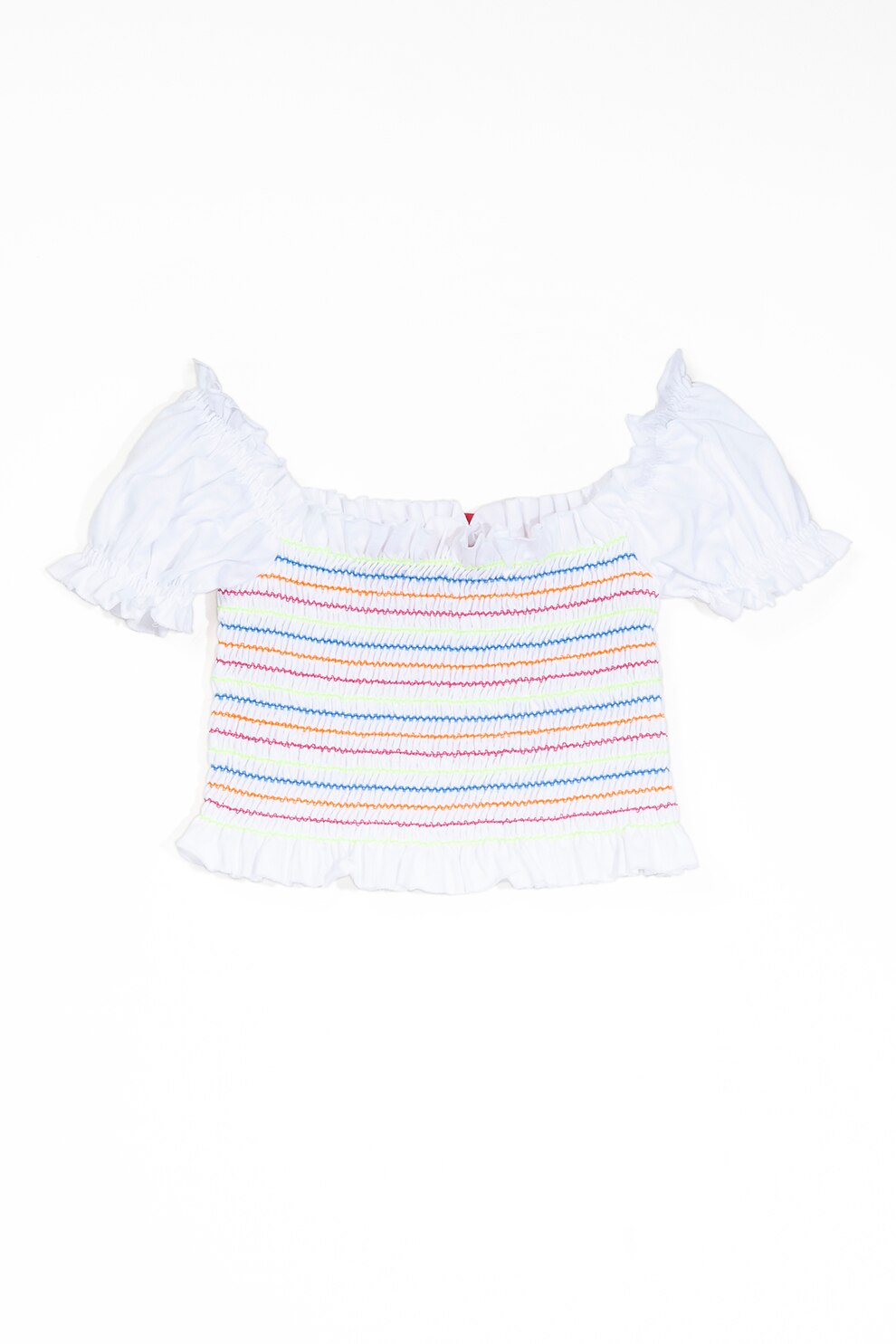 Agatha Ruiz de la Prada, Bluza cu imprimeu si volane, Alb optic/Albastru/Galben pal