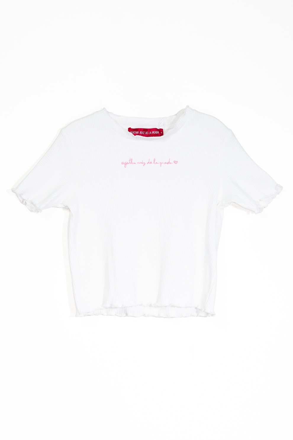 Agatha Ruiz de la Prada, Tricou cu striatii si logo brodat, Alb optic