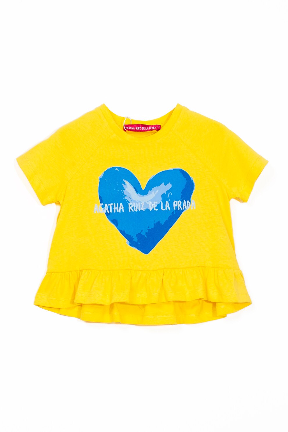 Agatha Ruiz de la Prada, Tricou cu decolteu la baza gatului si imprimeu grafic, Galben/Albastru deschis