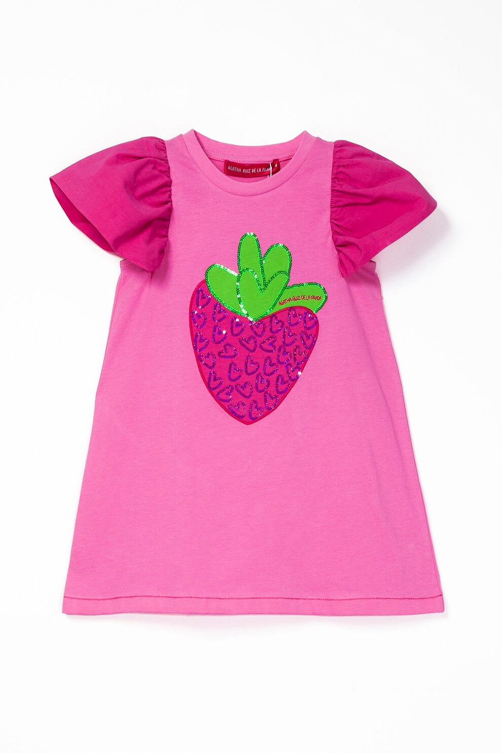 Agatha Ruiz de la Prada, Rochie cu croiala in A si imprimeu grafic, Roz/Fucsia/Verde, 164 CM