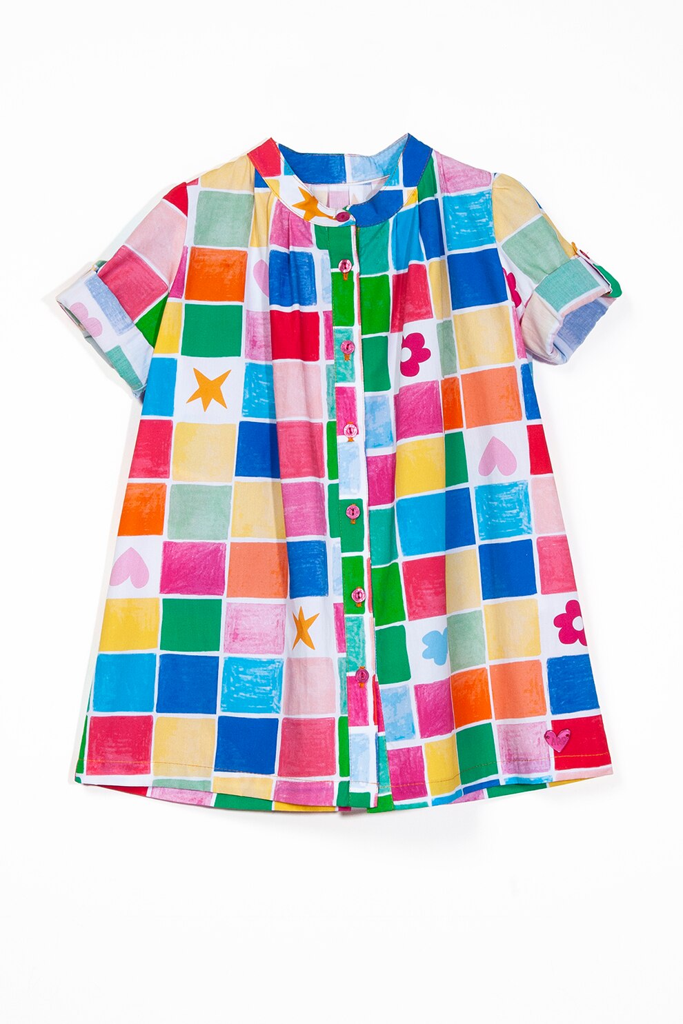 Agatha Ruiz de la Prada, Rochie cu imprimeu geometric, Albastru/Alb/Roz, 164 CM