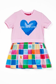 Agatha Ruiz de la Prada, Rochie cu aspect 2in1, cu imprimeu, Roz pastel/Albastru/Verde, Roz pastel/Albastru/Verde, 164 CM Agatha Ruiz de la Prada, Rochie cu aspect 2in1, cu imprimeu, Roz pastel/Albastru/Verde, Roz pastel/Albastru/Verde, 164 CM