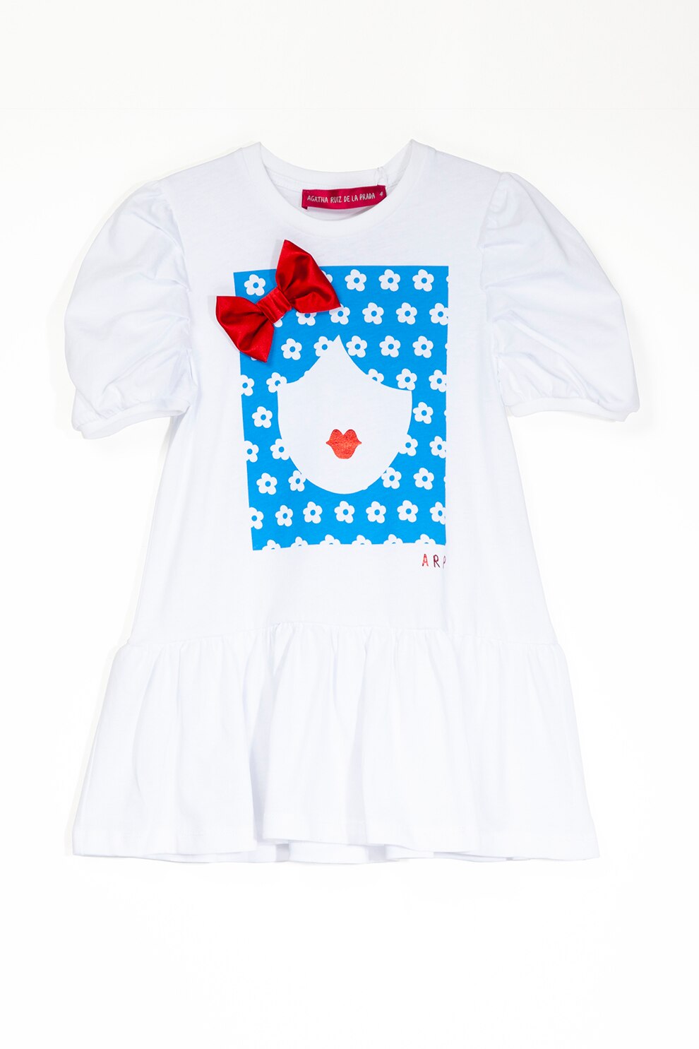 Agatha Ruiz de la Prada, Rochie cu imprimeu grafic, Alb optic/albastru/rosu, 164 CM