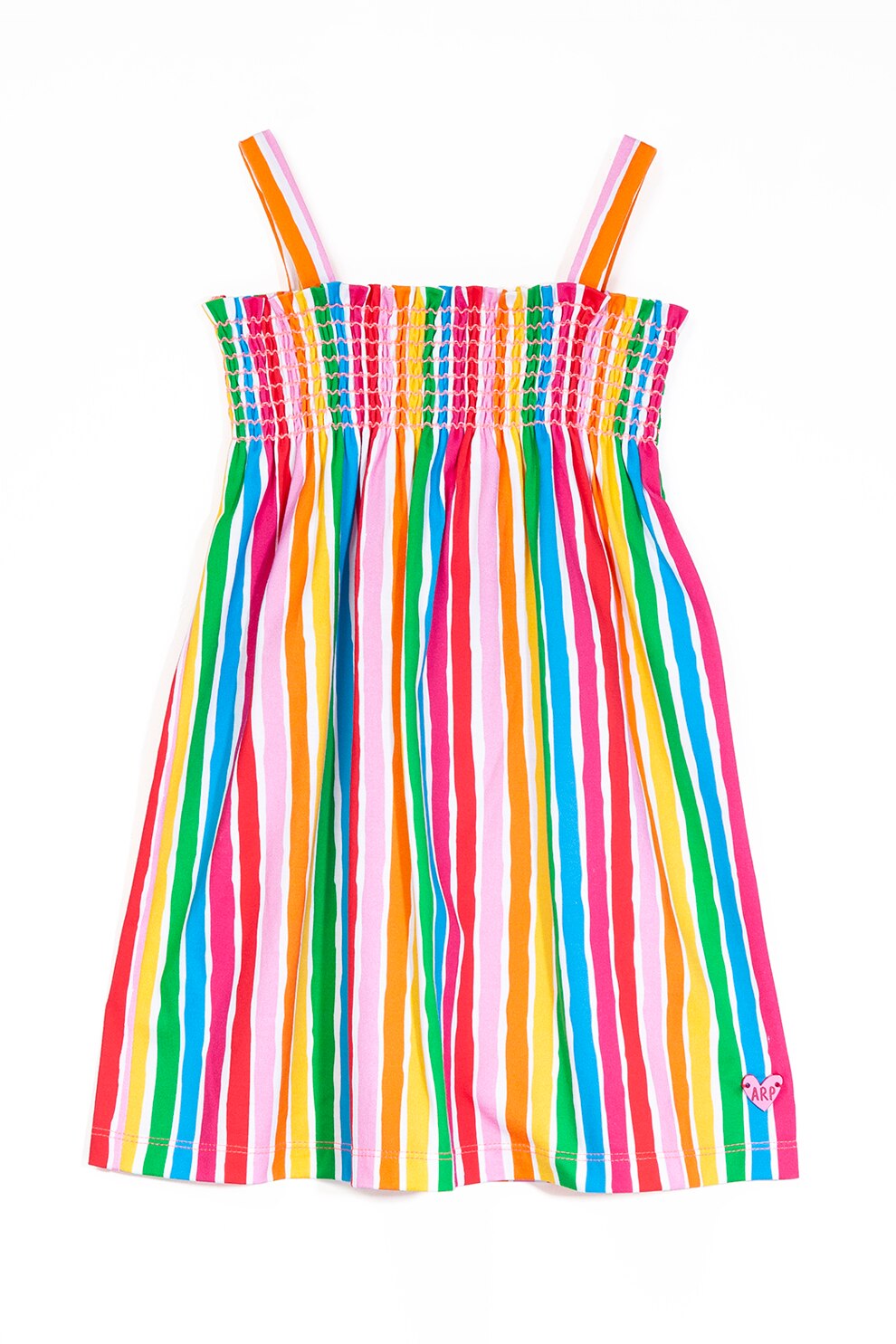 Agatha Ruiz de la Prada, Rochie evazata cu model in dungi, fara maneci, Oranj/alb/rosu, 92 CM