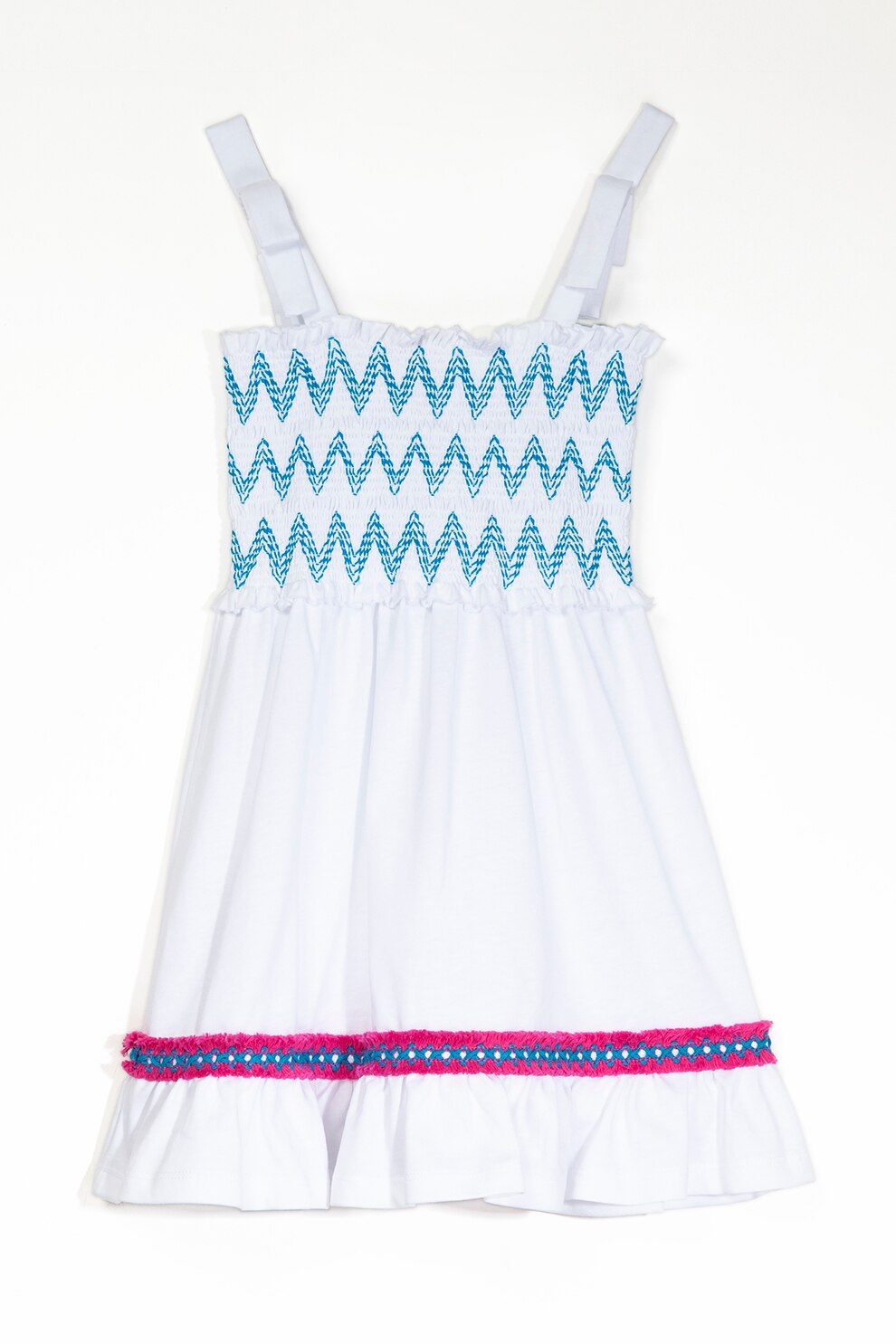 Agatha Ruiz de la Prada, Rochie scurta fara maneci, Alb optic/Albastru lavanda/Roz aprins