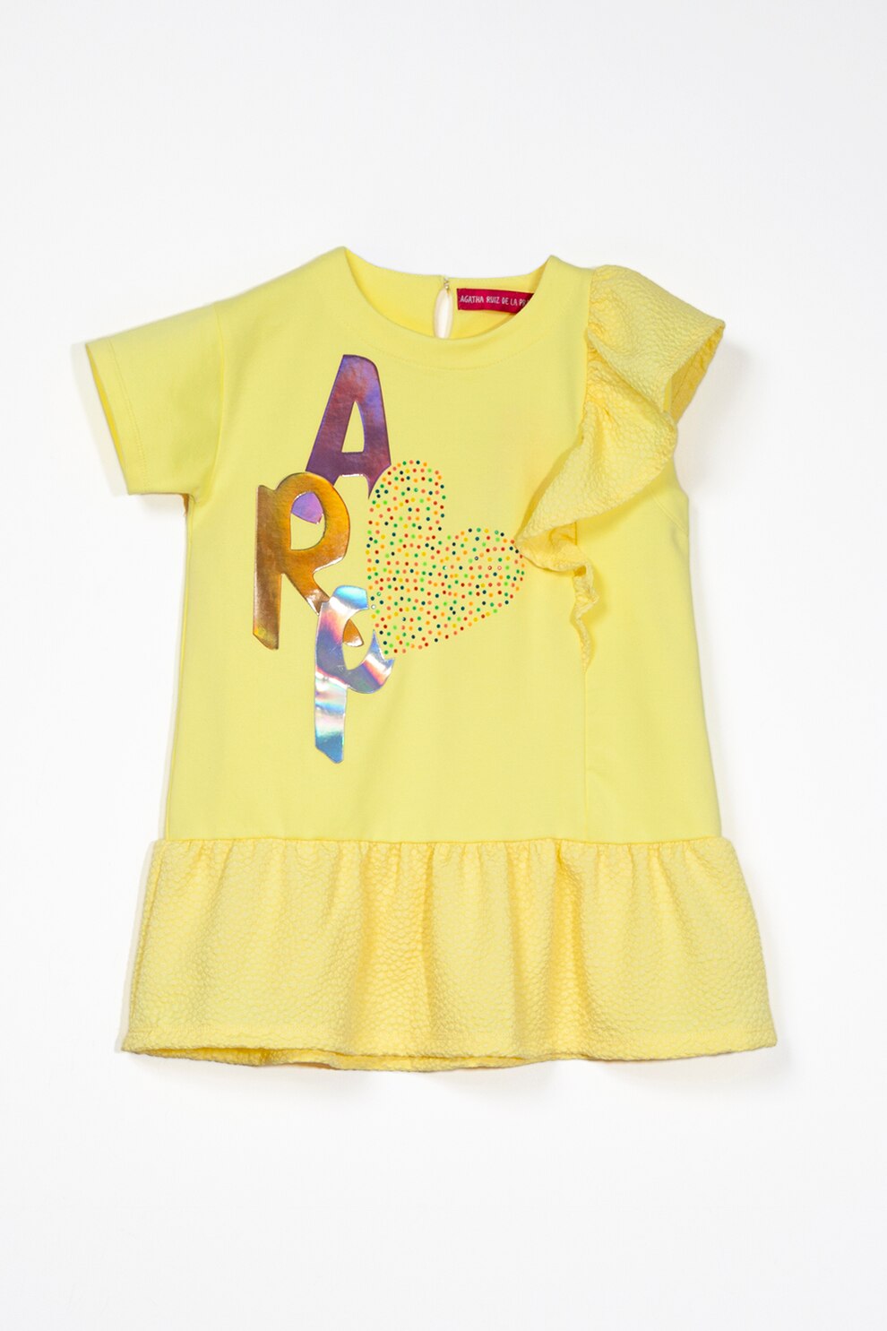 Agatha Ruiz de la Prada, Rochie dreapta cu volane, Galben/Argintiu/Oranj